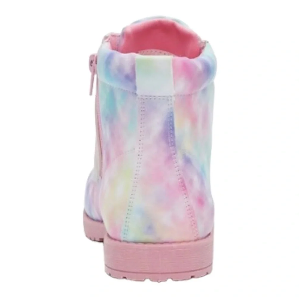 FABKIDS-PINK COMBAT BOOTS RAINBOW MARBLE-SIZE 7